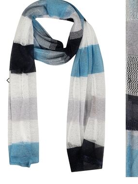 Missoni Blue, Navy & White Striped Open-Knit Scarf NWT